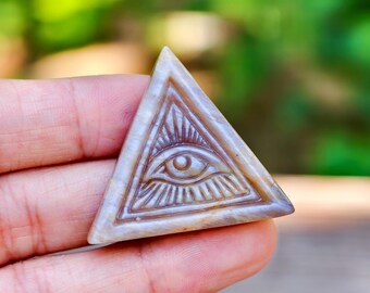 1.3" Natural Moonstone Carved Eye of Horus, Crystal Eye of Horus carving, Energy Healing, Moonstone Eye of Horus Pendant, crystal gifts 1pc