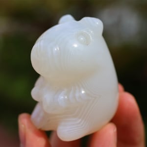 2inches natural agate carved capybara,quartz crystal carving, capybara statue