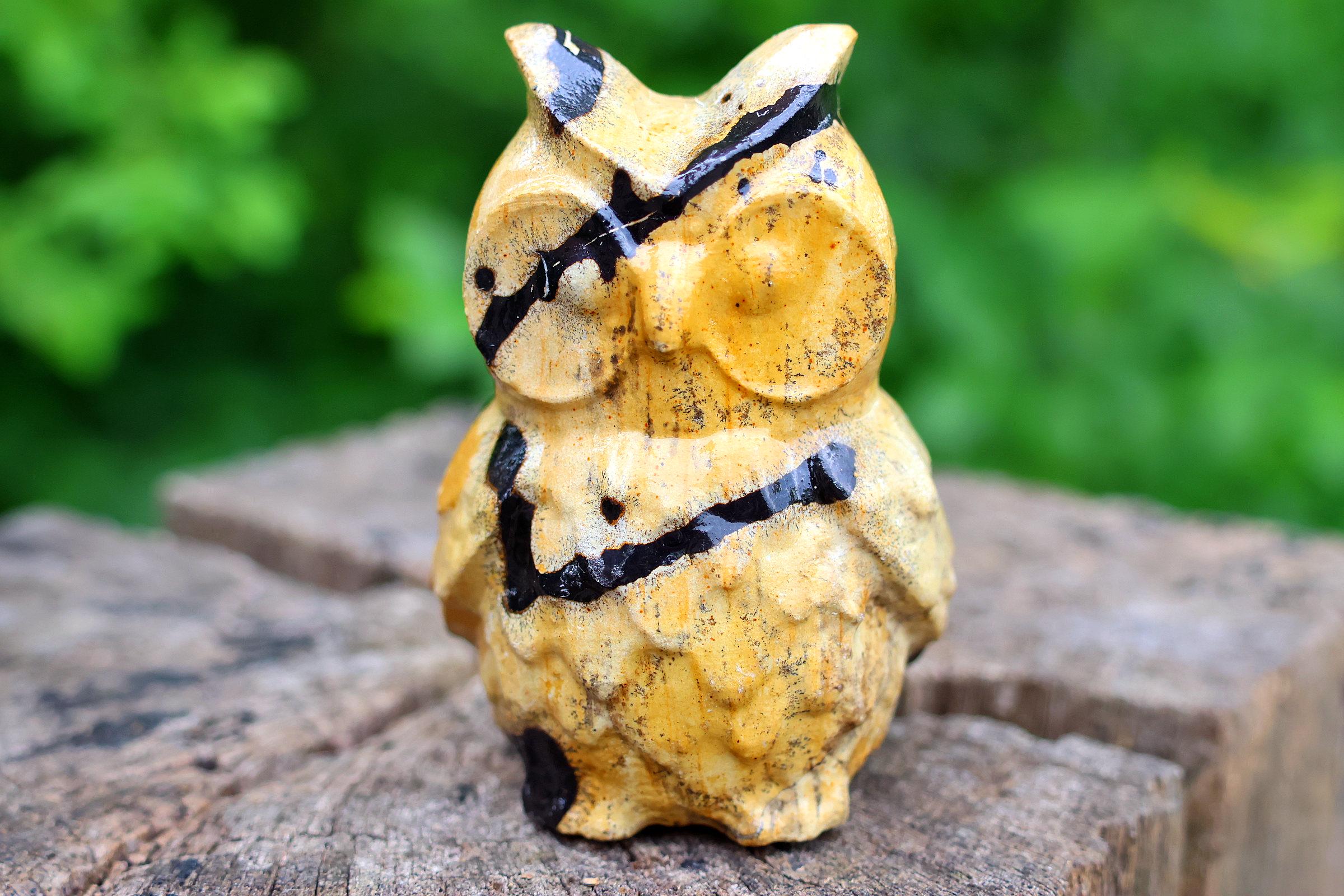 フクロウ型天然石彫刻 3インチの天然石彫刻フクロウ、水晶彫刻、フクロウの像 - Etsy 日本