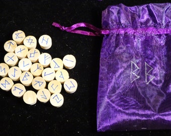 Birch Runes with blue ink