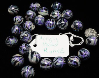 Acrylic bead runes with purple