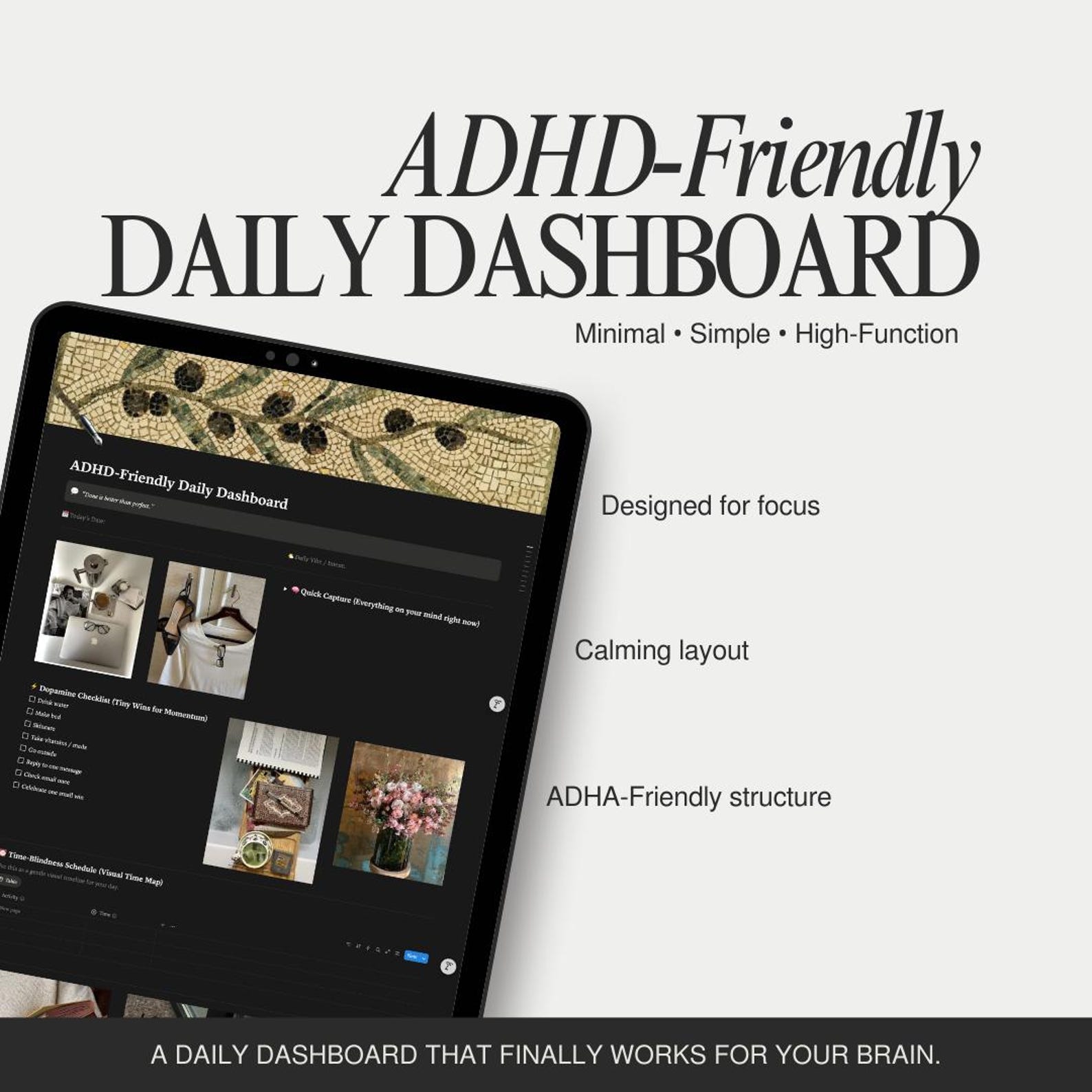 ADHD Digital Planner – Notion Template - Dopamine Checklist, Brain Dump ...