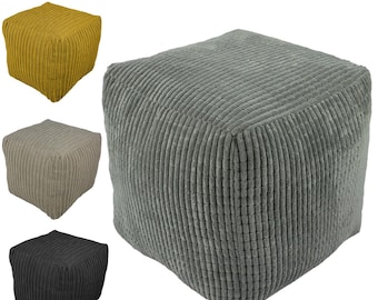Jumbo Cord Footstool Bean Bags, Stylish Durable Jumbo Cord Square Foot Rest Pouffe Beanbags, Durable & Comfortable