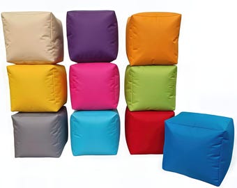 Beanbag Cube Footstool Water-Resistant bean bag pouffe for indoors or Outdoors 40x40cm