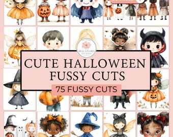 75 Halloween Aquarell Cuts, Herbst Herbst Junk Journal Ephemera, Kinder in Halloween-Kostümen, Scrapbook & Card Making