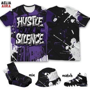 AM CB 94 Black Pure Purple Hustle Move In Silence 3D T-Shirt Sweatshirt Hat, Sneaker Matching Tee, Outfit To Match Sneaker, Sneakerhead