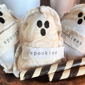customizable handmade primitive country farmhouse rustic Halloween bowl filler ghosts-Halloween tier tray decor-fall decorations-personalize