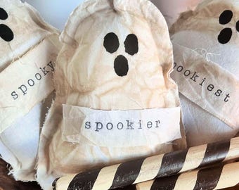 customizable handmade primitive country farmhouse rustic Halloween bowl filler ghosts-Halloween tier tray decor-fall decorations-personalize