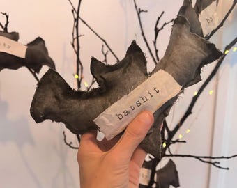 customizable handmade primitive country farmhouse rustic Halloween bat bowl filler-Halloween tier tray decor-fall decorations-personalize