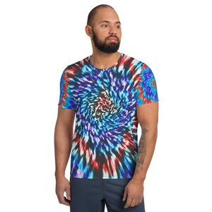 Blue Diamond Tie Dye All-Over Print Men&#39;s Athletic T-shirt