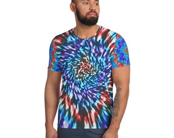 Blue Diamond Tie Dye All-Over Print Men's Athletic T-shirt
