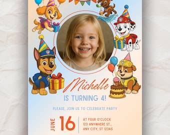 Puppy Rescue Birthday Invitation Template | Editable Photo Canva Template