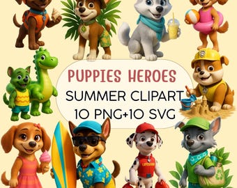 Puppies Heroes Summer Clipart PNG SVG
