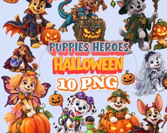 Halloween Puppy Heroes PNG Bundle
