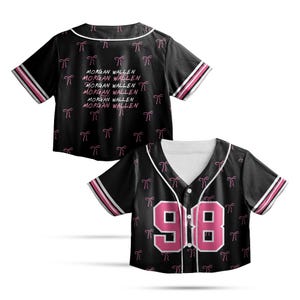 Morgan Wallen Baseball Jersey Crop Top - Pink 98 Fan Shirt for Women - Cute Country Concert Outfit Aesthetic Concert Outfit Gift for Her