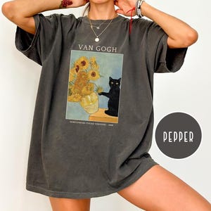 Comfort Colors Van Gogh Cat Shirt,Van Gogh Irises Cat Shirt,Black Cat Sunflowers Shirt,Funny Cat Shirt,Van Gogh Irises Shirt,Funny Cat Shirt