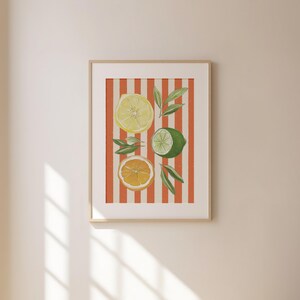 Lemon Lime Orange Print | Estetyczny plakat ścienny | Modny, prosty, wózek barowy, cytrusowy | Cyfrowy, do druku, natychmiastowe pobranie