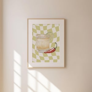 Pittige Margarita-cocktailprint | Esthetische muurkunst print posterdecor | Trendy, retro, barwagen | Digitaal, direct downloaden | Afdrukbaar