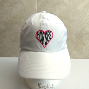 I Heart Horses Cap: White Polyester Otto Brand Hat
