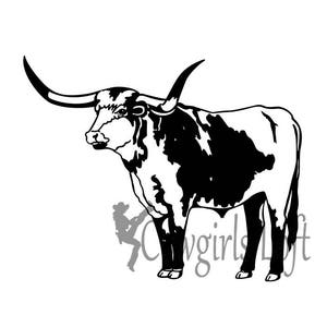 Longhorn Cattle steer Decals, farm or ranch animal cow cattle vinyl decals, window, door, truck, car - Color Size Options - Cowgirls Loft