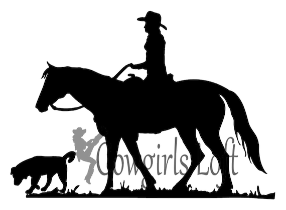 Cowgirl Riding Horse With Her Dog Decal Vehicle Truck Trailer Etsy
