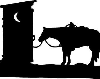 Calcomanía de vinilo para letrina de caballo occidental: remolque, camión, ventana de coche