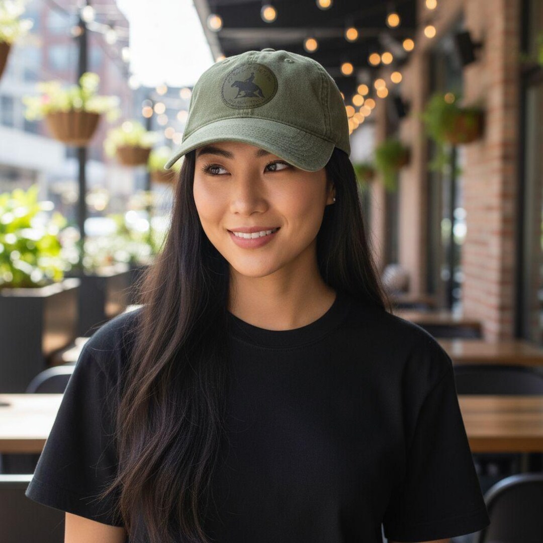 Green Riding Hat Reining Horse Patch Hat: Olive Green Cotton Cap - Etsy
