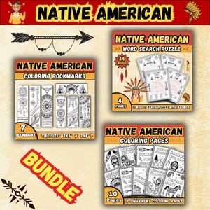 Native American Heritage Month Activity Bundle: Word Search Puzzle, Coloring Pages, Bookmarks (PDF)