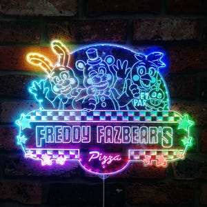 Fazbear&#39;s Pizza 3D Style Night Light Sign, Five Nights Freddy&#39;s Gifts, Video Game Room Decor Gifts, Gamertag Sign