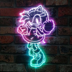 Amy Rose 3D Style Night Light Sign, Christmas Gifts, Video Game Room Decor Gifts, Gamertag Sign