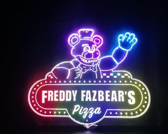 Fazbear&#39;s Pizza 3D Style Night Light Sign, Five Nights Freddy&#39;s Gifts, Video Game Room Decor Gifts, Gamertag Sign