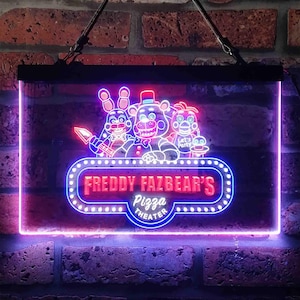 Freddy&#39;s Fazbear Five Nights At Freddy&#39;s Neon Night Light Sign, Video Game Room Decor Gifts, Gamertag Sign