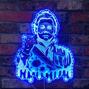 Halloween Michael Myers 3D Style Night Light Sign, Christmas Gifts, Video Game Room Decor Gifts, Gamertag Sign