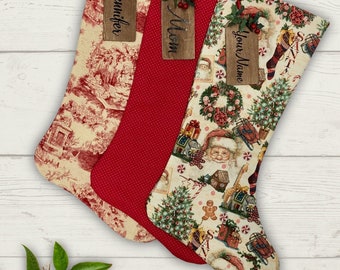 Farmhouse Christmas Stocking Personalized Gift Under 50 Stocking with Name Tag Stocking Custom Gift for Him Present for Her Christmas Decor