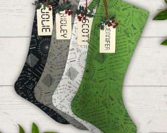 Math Christmas Stocking Personalized Gift Under 50 Stocking with Name Tag Stocking Gift for Him Present for Her Nerdy Gift Christmas Algebra