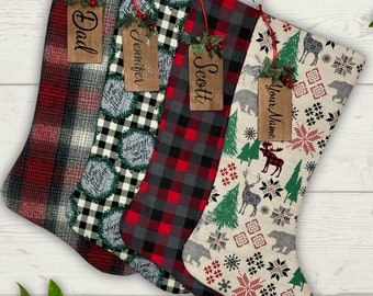 Farmhouse Christmas Stocking Personalized With Name, Large, Handmade by jennjohn