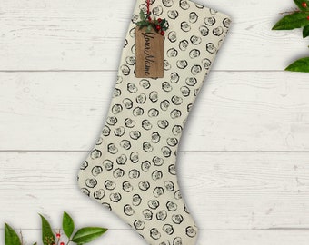 Retro Farmhouse Christmas Stocking Personalized Gift Under 50 Stocking with Name Tag Stocking Gift for Him Present for Her Christmas Decor