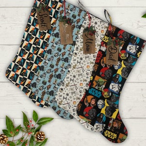 Star Wars Christmas Stocking Personalized Gift under 50 Stocking with Name Tag Stocking Gift for Him Present for Her Nerdy Gift Star Wars