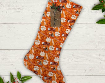 Clemson Christmas Stocking Personalized Gift Under 50 Stocking with Name Tag Stocking Gift Him Present College Student Carolina Sports Fan