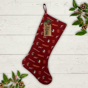 Florida Christmas Stocking Personalized Gift Grad Stocking with Name Tag Stocking Gift for Him Present for College Student Sports Fan FSU Seminoles