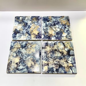 Alcohol ink coasters. Set of 4