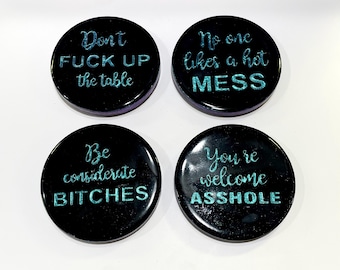 Swear word coasters - set of 4