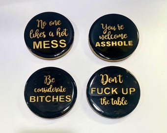 Swear word coasters - set of 4