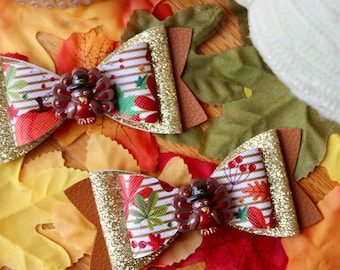 Thanksgiving Haarschleife Türkei Haarspange Herbst Haarspange für Mädchen Haarnadeln Glitter Bogen nettes Geschenk für sie Haarschmuck