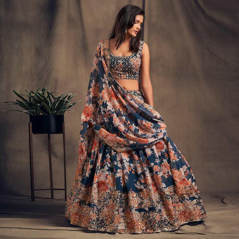 Organza lehenga online best sale