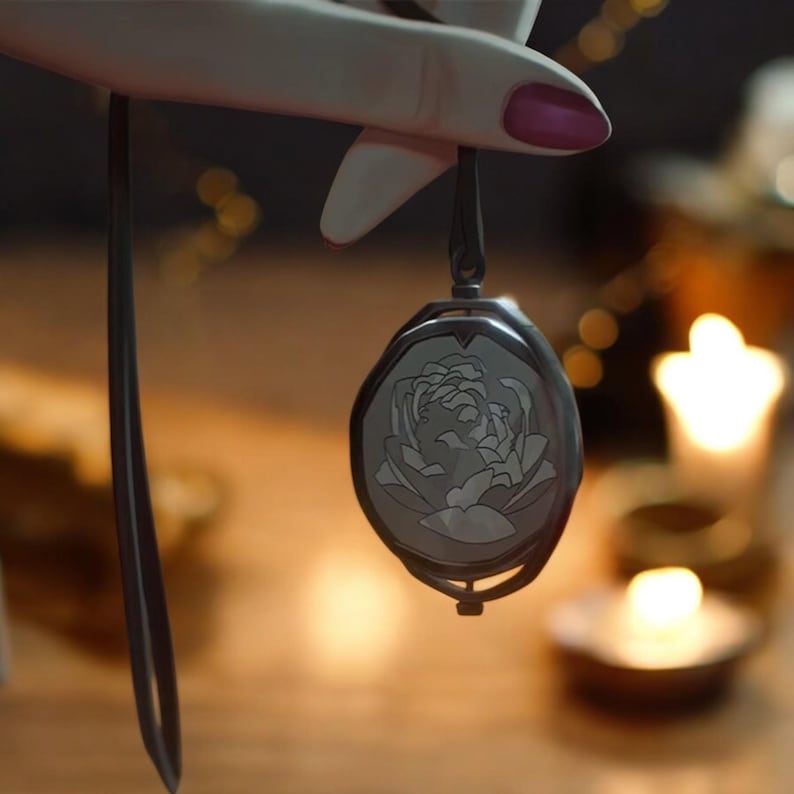Arcaneinspired Blue Rose Necklace Fantasy Pendant League of Legends Gift Unique Arcane Jewelry
