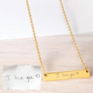 Personalized Handwriting Bar Necklace: Custom Engraved Keepsake