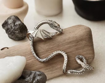 Gold Wing Dragon Ear Cuff: Gothic Fantasy Ear Wrap (No Piercing)