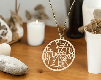 Custom Map Pendant Necklace: Personalized Location Jewelry