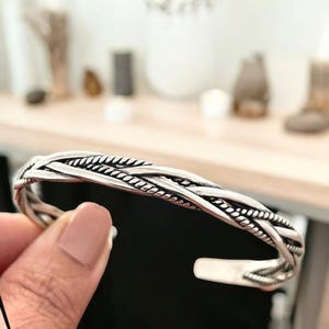 Handmade Silver Viking Twist Knot Bracelet: Adjustable Cuff Bangle